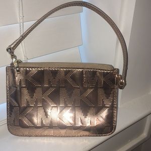 MK Jet Set Signature Mirror Metallic Wristlet NEW!